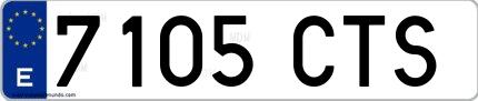 Ejemplo de matrícula española 7105 CTS
