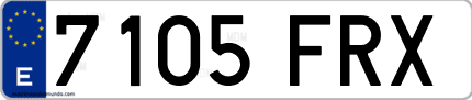 Ejemplo de matrícula de coche ordinaria 7105 FRX