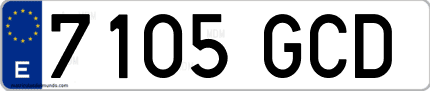 Ejemplo de matrícula de coche ordinaria 7105 GCD
