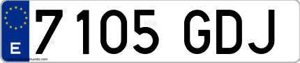 Ejemplo de matrícula de coche ordinaria 7105 GDJ