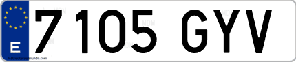 Ejemplo de matrícula de coche ordinaria 7105 GYV