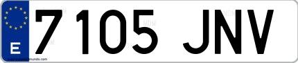 Ejemplo de matrícula española 7105 JNV