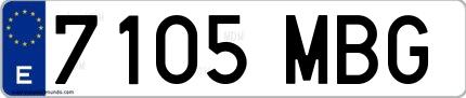 Ejemplo de matrícula española 7105 MBG