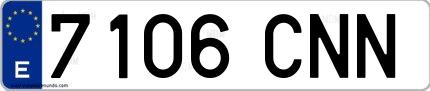 Ejemplo de matrícula española 7106 CNN