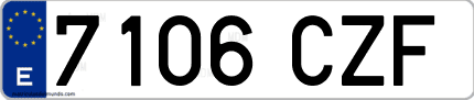 Ejemplo de matrícula de coche ordinaria 7106 CZF