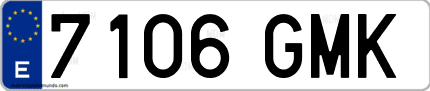 Ejemplo de matrícula de coche ordinaria 7106 GMK