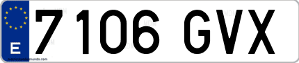 Ejemplo de matrícula de coche ordinaria 7106 GVX