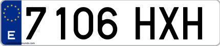 Ejemplo de matrícula de coche ordinaria 7106 HXH