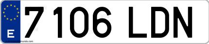 Ejemplo de matrícula de coche ordinaria 7106 LDN