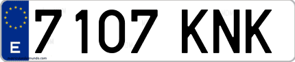 Ejemplo de matrícula de coche ordinaria 7107 KNK