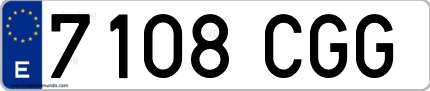 Ejemplo de matrícula de coche ordinaria 7108 CGG