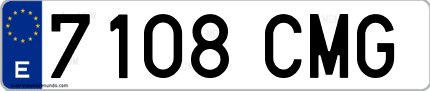 Ejemplo de matrícula de coche ordinaria 7108 CMG