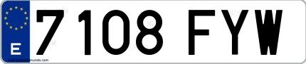 Ejemplo de matrícula española 7108 FYW