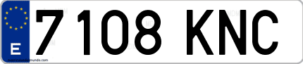 Ejemplo de matrícula de coche ordinaria 7108 KNC