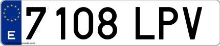 Ejemplo de matrícula española 7108 LPV