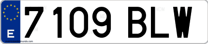 Ejemplo de matrícula de coche ordinaria 7109 BLW
