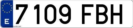 Ejemplo de matrícula española 7109 FBH