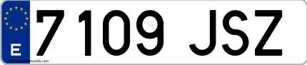 Ejemplo de matrícula española 7109 JSZ