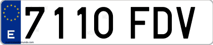Ejemplo de matrícula de coche ordinaria 7110 FDV