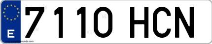 Ejemplo de matrícula española 7110 HCN