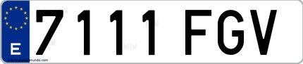 Ejemplo de matrícula española 7111 FGV