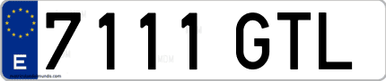 Ejemplo de matrícula de coche ordinaria 7111 GTL