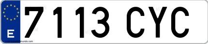 Ejemplo de matrícula española 7113 CYC