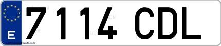 Ejemplo de matrícula española 7114 CDL