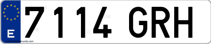 Ejemplo de matrícula de coche ordinaria 7114 GRH