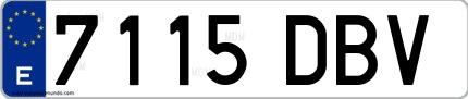 Ejemplo de matrícula española 7115 DBV
