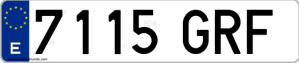 Ejemplo de matrícula de coche ordinaria 7115 GRF