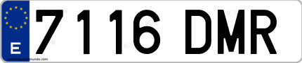 Ejemplo de matrícula de coche ordinaria 7116 DMR