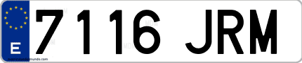 Ejemplo de matrícula de coche ordinaria 7116 JRM