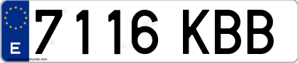 Ejemplo de matrícula de coche ordinaria 7116 KBB