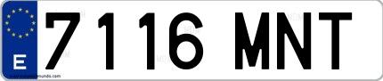 Ejemplo de matrícula española 7116 MNT