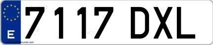 Ejemplo de matrícula española 7117 DXL