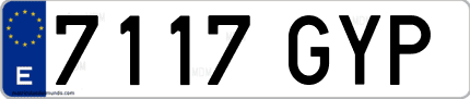 Ejemplo de matrícula de coche ordinaria 7117 GYP