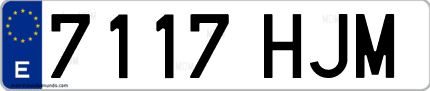 Ejemplo de matrícula de coche ordinaria 7117 HJM