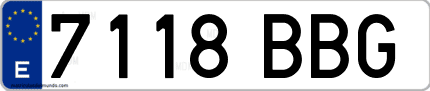 Ejemplo de matrícula de coche ordinaria 7118 BBG