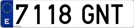 Ejemplo de matrícula española 7118 GNT