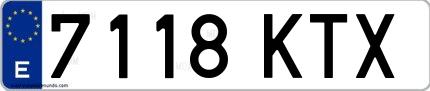 Ejemplo de matrícula española 7118 KTX