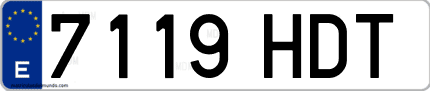 Ejemplo de matrícula de coche ordinaria 7119 HDT