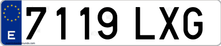 Ejemplo de matrícula de coche ordinaria 7119 LXG