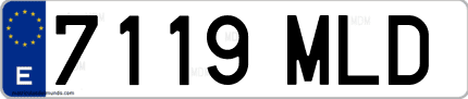 Ejemplo de matrícula de coche ordinaria 7119 MLD