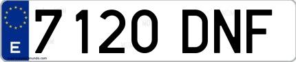 Ejemplo de matrícula española 7120 DNF