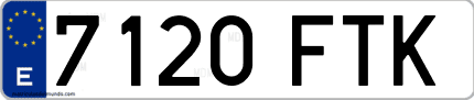 Ejemplo de matrícula de coche ordinaria 7120 FTK