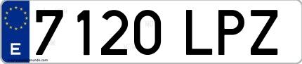 Ejemplo de matrícula española 7120 LPZ