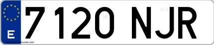 Ejemplo de matrícula española 7120 NJR
