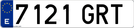 Ejemplo de matrícula de coche ordinaria 7121 GRT