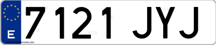 Ejemplo de matrícula de coche ordinaria 7121 JYJ